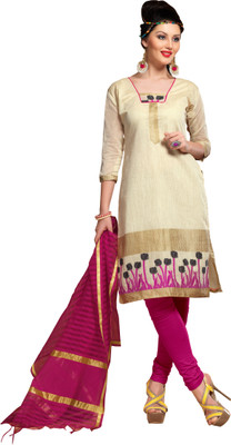 

Trendz Apparels Jacquard Printed Dress/Top Material(Un-stitched), Beige