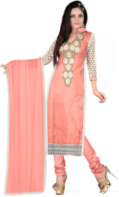 

Khushali Chanderi Self Design, Embroidered, Embellished Salwar Suit Dupatta Material(Un-stitched), Gajari