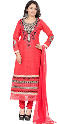 

Jiya Cotton Self Design, Embroidered Salwar Suit Dupatta Material(Un-stitched), Pink