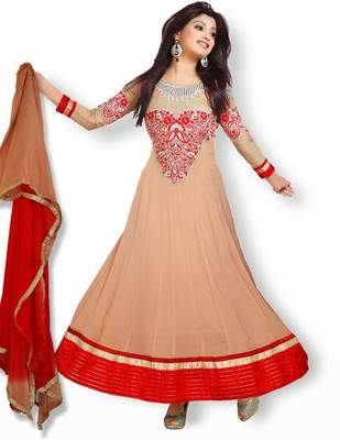 

Shoponbit Georgette Embroidered Semi-stitched Salwar Suit Dupatta Material, Multicolor