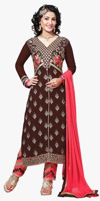 

Jiya Georgette Self Design, Embroidered Salwar Suit Dupatta Material(Un-stitched), Brown;multicolor;pink