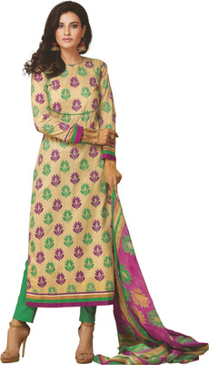 

Pshopee Cotton Printed Salwar Suit Dupatta Material(Un-stitched), Cream