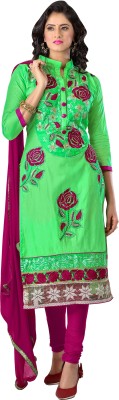 

Jiya Cotton Self Design, Embroidered Salwar Suit Dupatta Material(Un-stitched), Light green;pink