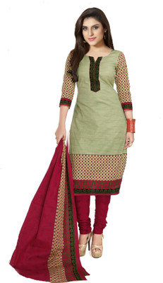 

Lizafab Cotton Printed Salwar Suit Dupatta Material(Un-stitched), Beige:red