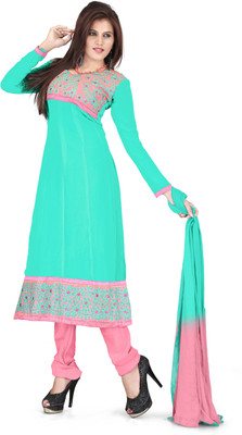 

Khushali Georgette Self Design, Embroidered Salwar Suit Dupatta Material(Un-stitched), Light green;pink