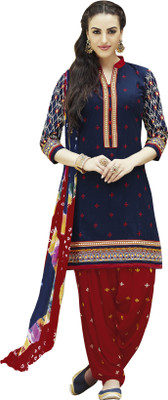 

Khushali Cotton Self Design, Embroidered Salwar Suit Dupatta Material(Un-stitched), Blue;red