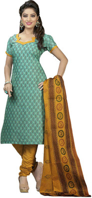 

Party Wear Dresses Cotton Printed Salwar Suit Dupatta Material(Un-stitched), Green