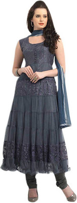 

Javuli Net Self Design Semi-stitched Salwar Suit Dupatta Material, Grey