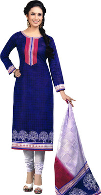 

Chatri Fashions Cotton Printed Salwar Suit Dupatta Material(Un-stitched), Blue