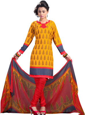 

Parishi Fashion Crepe Embroidered Dress/Top Material(Un-stitched), Multi color