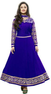 

Kabariya Enterprices Georgette Self Design Semi-stitched Salwar Suit Dupatta Material, Blue