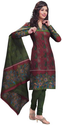 

Javuli Cotton Printed Dress/Top Material(Un-stitched), Green;maroon