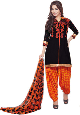 

Pshopee Synthetic Printed Salwar Suit Dupatta Material(Un-stitched), Black