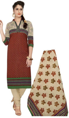 

Kivi Trendz Cotton Printed Salwar Suit Dupatta Material(Un-stitched), Brown