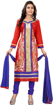

Khushali Cotton Self Design, Embroidered Salwar Suit Dupatta Material(Un-stitched), Blue;red