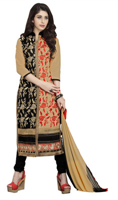 

Khushali Cotton Self Design, Embroidered Salwar Suit Dupatta Material(Un-stitched), Beige;black