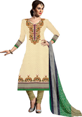 

Khushali Crepe Self Design, Printed Salwar Suit Dupatta Material(Un-stitched), Beige;green
