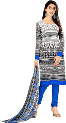 

Jiya Crepe Self Design Salwar Suit Dupatta Material(Un-stitched), Black;royal blue;white