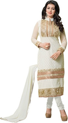 

Parishi Fashion Silk Embroidered Salwar Suit Material(Un-stitched), Off white