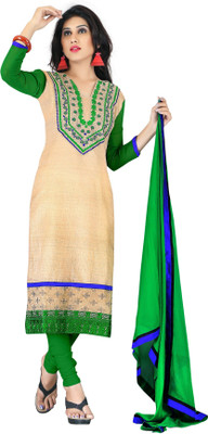 

Trendz Apparels Cotton Embroidered Dress/Top Material(Un-stitched), Gold