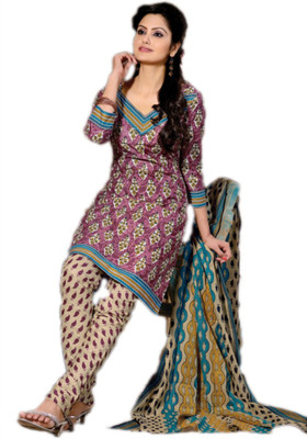 

Party Wear Dresses Cotton Printed Semi-stitched Salwar Suit Dupatta Material, Multicolor
