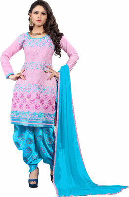 

Trendz Apparels Cotton Embroidered Salwar Suit Dupatta Material(Un-stitched), Pink