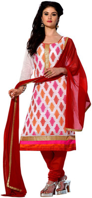 

K D Collection Chanderi Embroidered Salwar Suit Dupatta Material(Un-stitched), White