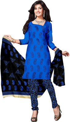 

Jiya Cotton Self Design, Printed Salwar Suit Dupatta Material(Un-stitched), Black;blue