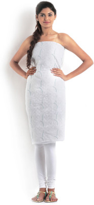 

Kasturi-B Swadeshi Karigari Cotton Embroidered Kurti Fabric(Un-stitched), White