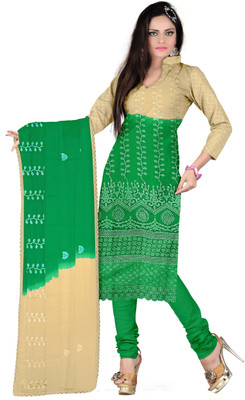 

Khushali Chiffon Self Design, Embroidered Salwar Suit Dupatta Material(Un-stitched), Beige;green