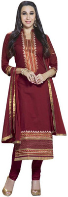 

Trendz Apparels Cotton Embroidered Salwar Suit Dupatta Material(Un-stitched), Maroon