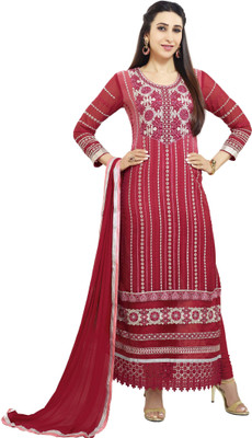 

Jiya Georgette Self Design, Embroidered Salwar Suit Dupatta Material(Un-stitched), Red