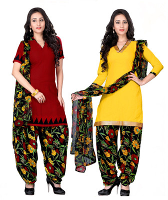 

Khushali Crepe Self Design, Printed Salwar Suit Dupatta Material(Un-stitched), Multicolor;red;yellow