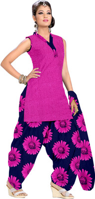

Jiya Crepe Self Design, Printed Salwar Suit Dupatta Material(Un-stitched), Blue;pink