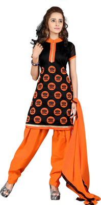 

BanoRani Chanderi Embroidered Salwar Suit Dupatta Material(Un-stitched), Black