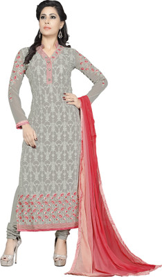 

Khushali Georgette Self Design, Embroidered Salwar Suit Dupatta Material(Un-stitched), Grey;pink;red