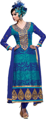 

Party Wear Dresses Georgette Embroidered Semi-stitched Salwar Suit Dupatta Material, Multicolor