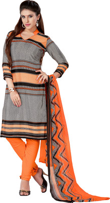 

Khushali Crepe Self Design, Printed Salwar Suit Dupatta Material(Un-stitched), Black;orange;white