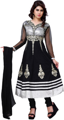 

JT International Cotton Embroidered Salwar Suit Dupatta Material(Un-stitched), Black
