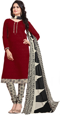 

Khushali Jacquard Self Design Salwar Suit Dupatta Material(Un-stitched), Black;maroon