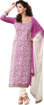 

Ewows Cotton Embroidered Salwar Suit Material(Un-stitched), Purple