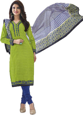 

Party Wear Dresses Cotton Printed Salwar Suit Dupatta Material(Un-stitched), Green
