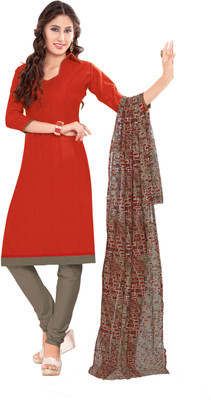 

Khushali Cotton Polyester Blend Self Design Salwar Suit Dupatta Material(Un-stitched), Grey;multicolor;red