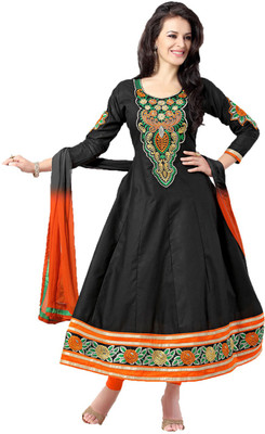 

Party Wear Dresses Georgette Embroidered Semi-stitched Salwar Suit Dupatta Material, Black