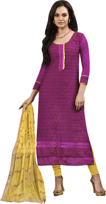 

Jiya Chanderi Self Design, Embroidered Salwar Suit Dupatta Material(Un-stitched), Pink;yellow