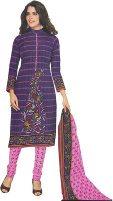 

Party Wear Dresses Cotton Printed Semi-stitched Salwar Suit Dupatta Material, Black