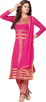 

Jiya Georgette Self Design, Embroidered Salwar Suit Dupatta Material(Un-stitched), Pink