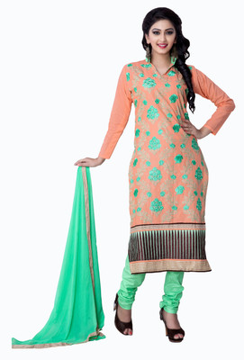 

Khushali Cotton Self Design, Embroidered Salwar Suit Dupatta Material(Un-stitched), Orange