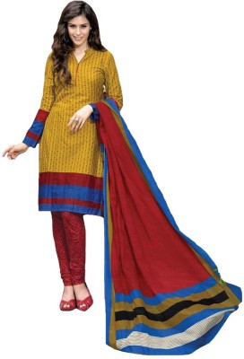 

Party Wear Dresses Cotton Printed Salwar Suit Dupatta Material(Un-stitched), Yellow