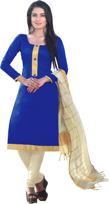 

Jiya Silk Self Design Salwar Suit Dupatta Material(Un-stitched), Beige;blue